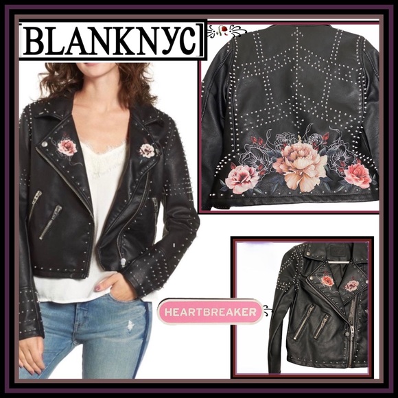 NWT BLANK NYC Stud Floral Moto-Jacket Heartbreaker - Picture 11 of 12